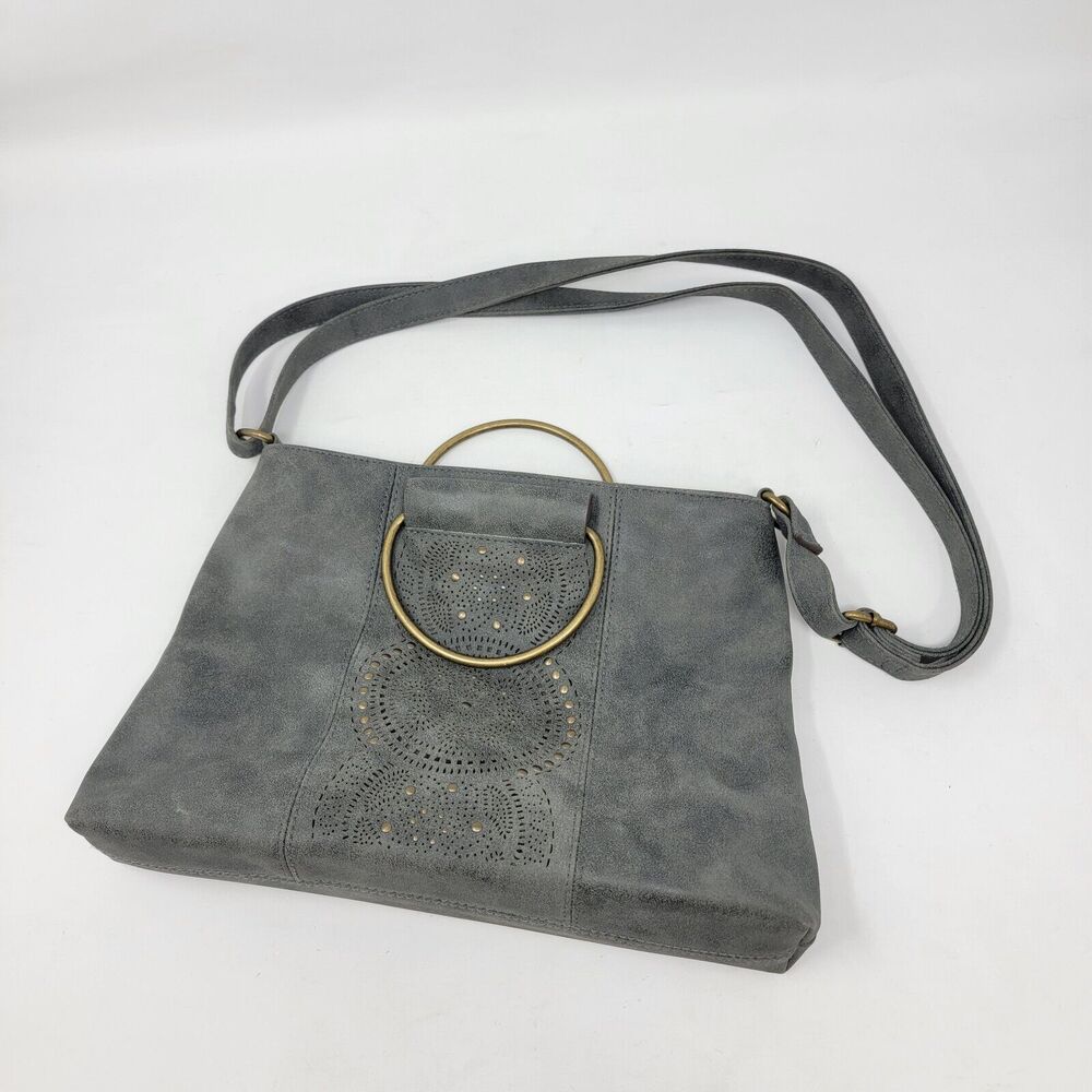 Women’s Gray Purse 11.5x8 Shell PVC Lining 100% Polyester Adjustable Bag